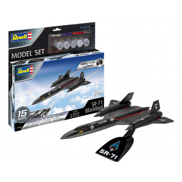 KIT PARA MONTAR REVELL MODEL SET EASY CLICK AVIÃO SR-71 BLACKBIRD 1/110 15 PEÇAS COMPLETO COM TINTAS COLA E PINCEL REV 63652